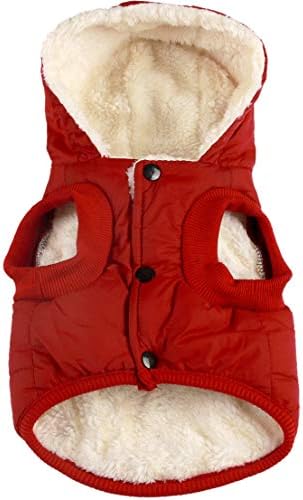Fleece Dog Hoodie with Built-in Harness – Red XL