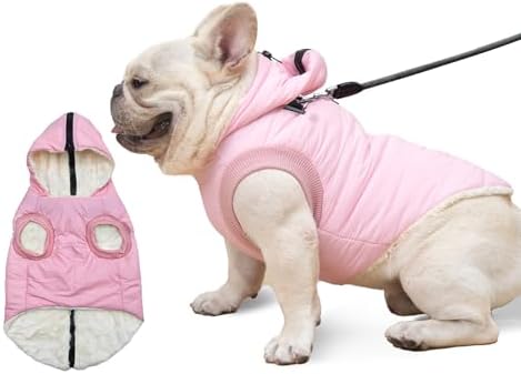 Fleece Dog Hoodie with Built-in Harness – Red XL