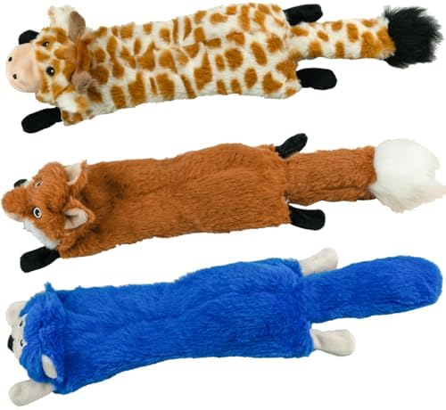 SHARLOVY Dog Squeaky Toys 5 Pack, Pet Crinkle Toy No Stuffing Animals Plush, Dog Chew for Large and Medium, Small Puppy Teething for Boredom