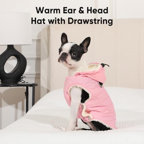 Fleece Dog Hoodie with Built-in Harness – Red XL