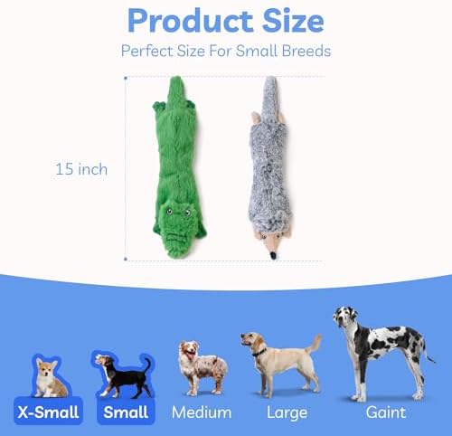 SHARLOVY Dog Squeaky Toys 5 Pack, Pet Crinkle Toy No Stuffing Animals Plush, Dog Chew for Large and Medium, Small Puppy Teething for Boredom