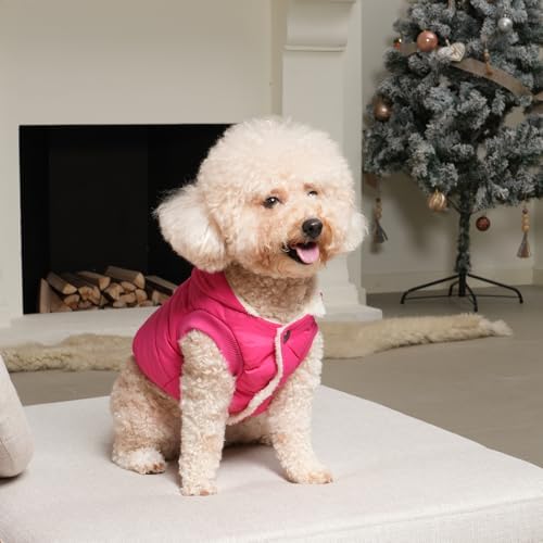 Fleece Dog Hoodie with Built-in Harness – Red XL