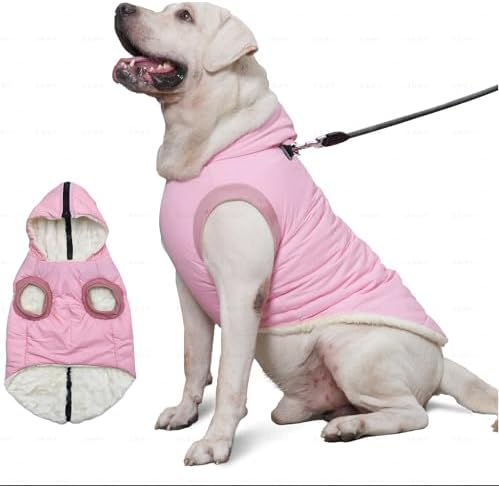 Fleece Dog Hoodie with Built-in Harness – Red XL