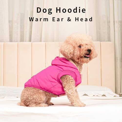 Fleece Dog Hoodie with Built-in Harness – Red XL
