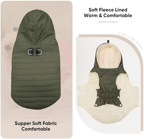 Fleece Dog Hoodie with Built-in Harness – Red XL