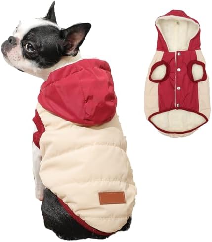 Fleece Dog Hoodie with Built-in Harness – Red XL
