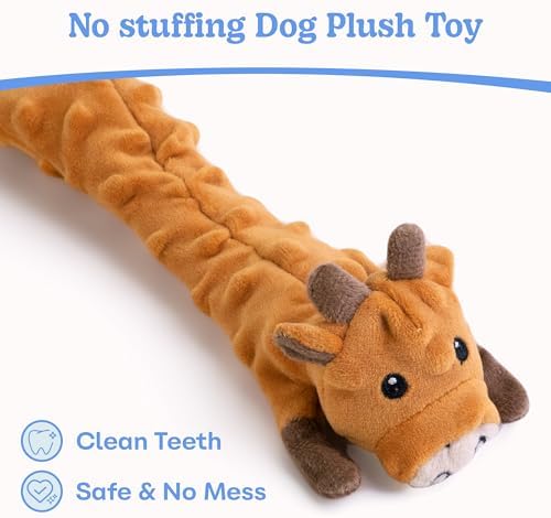 SHARLOVY Dog Squeaky Toys 5 Pack, Pet Crinkle Toy No Stuffing Animals Plush, Dog Chew for Large and Medium, Small Puppy Teething for Boredom