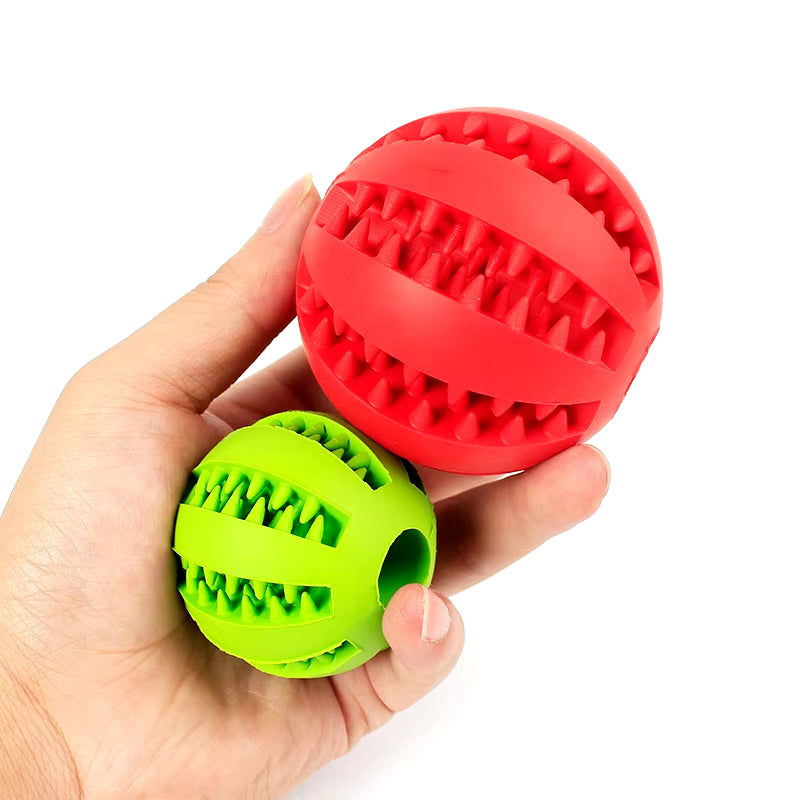 Dog Food and Treat Feeder/ Bite Resistant Rubber Toy Ball (Color & Size Options)