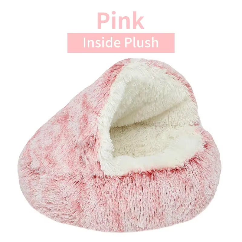 Winter Plush Pet Cat Bed round Cat Cushion Cat House 2 in 1 Warm Cats Basket Pet Sleep Bag Kitten Nest Kennel for Small Dog Cats