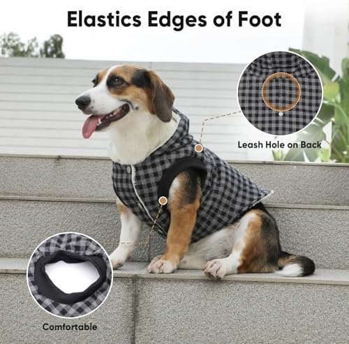 Fleece Dog Hoodie with Built-in Harness – Red XL