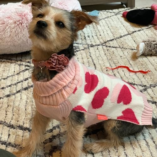 KYEESE Dog Christmas Sweater with Reindeer Pattern, Cozy Holiday Outfit, Red Buffalo Plaid Knitwear, Turtleneck Dog Sweater for Medium Dogs with Leash Hole, Soft Warm Pet Clothes, XX-Large