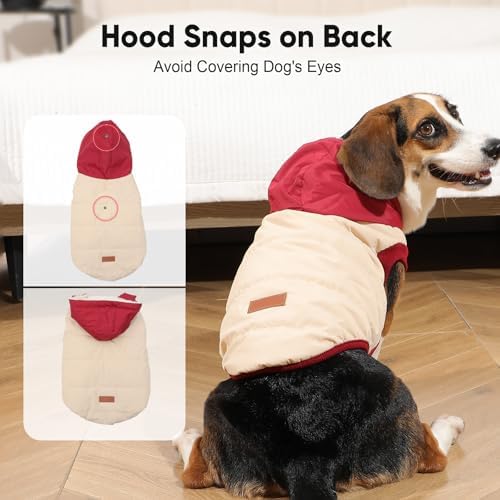 Fleece Dog Hoodie with Built-in Harness – Red XL