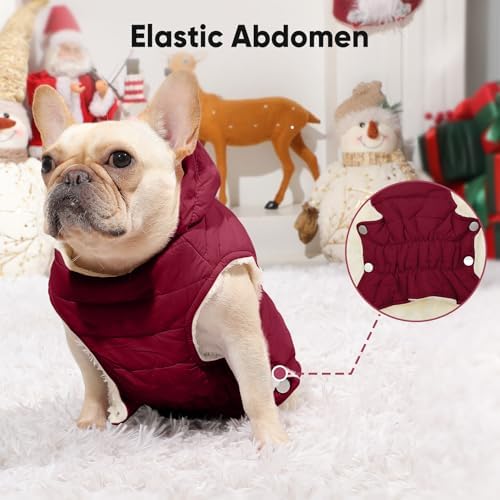 Fleece Dog Hoodie with Built-in Harness – Red XL