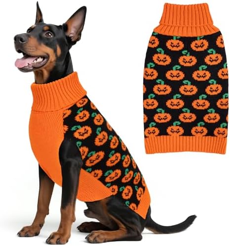 KYEESE Dog Christmas Sweater with Reindeer Pattern, Cozy Holiday Outfit, Red Buffalo Plaid Knitwear, Turtleneck Dog Sweater for Medium Dogs with Leash Hole, Soft Warm Pet Clothes, XX-Large