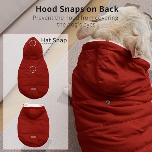 Fleece Dog Hoodie with Built-in Harness – Red XL