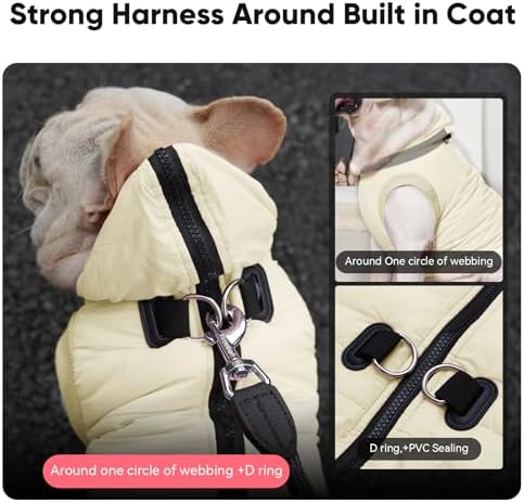 Fleece Dog Hoodie with Built-in Harness – Red XL