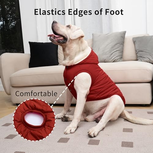 Fleece Dog Hoodie with Built-in Harness – Red XL