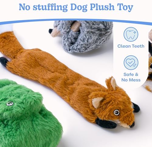 SHARLOVY Dog Squeaky Toys 5 Pack, Pet Crinkle Toy No Stuffing Animals Plush, Dog Chew for Large and Medium, Small Puppy Teething for Boredom