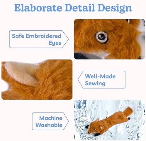 SHARLOVY Dog Squeaky Toys 5 Pack, Pet Crinkle Toy No Stuffing Animals Plush, Dog Chew for Large and Medium, Small Puppy Teething for Boredom