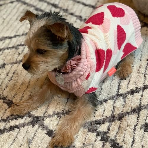 KYEESE Dog Christmas Sweater with Reindeer Pattern, Cozy Holiday Outfit, Red Buffalo Plaid Knitwear, Turtleneck Dog Sweater for Medium Dogs with Leash Hole, Soft Warm Pet Clothes, XX-Large