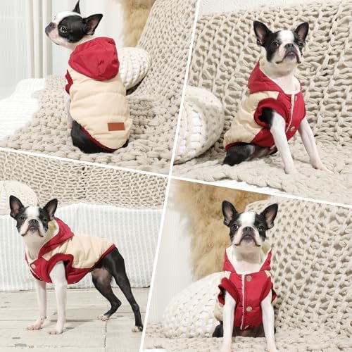 Fleece Dog Hoodie with Built-in Harness – Red XL