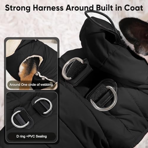 Fleece Dog Hoodie with Built-in Harness – Red XL