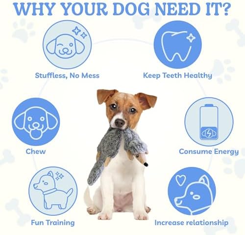 SHARLOVY Dog Squeaky Toys 5 Pack, Pet Crinkle Toy No Stuffing Animals Plush, Dog Chew for Large and Medium, Small Puppy Teething for Boredom