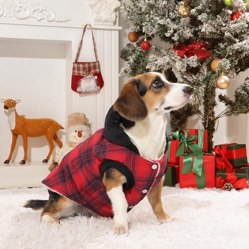 Fleece Dog Hoodie with Built-in Harness – Red XL