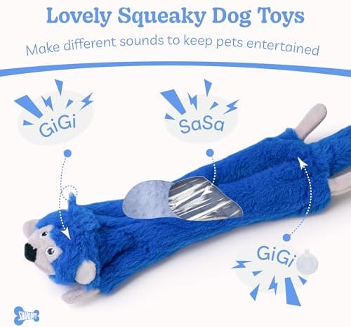 SHARLOVY Dog Squeaky Toys 5 Pack, Pet Crinkle Toy No Stuffing Animals Plush, Dog Chew for Large and Medium, Small Puppy Teething for Boredom