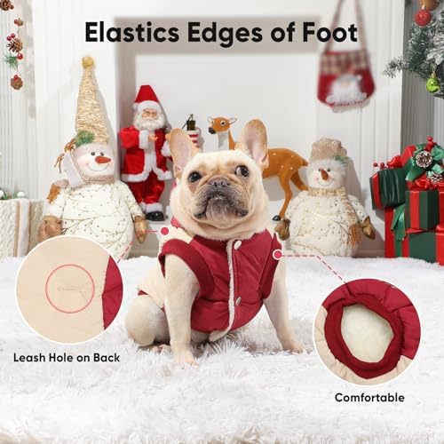 Fleece Dog Hoodie with Built-in Harness – Red XL