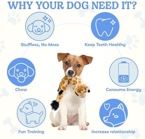 SHARLOVY Dog Squeaky Toys 5 Pack, Pet Crinkle Toy No Stuffing Animals Plush, Dog Chew for Large and Medium, Small Puppy Teething for Boredom