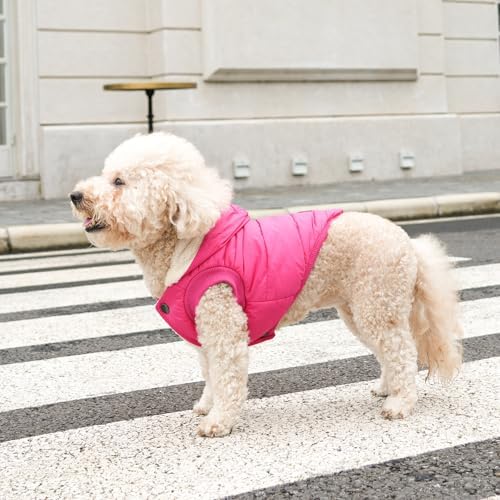 Fleece Dog Hoodie with Built-in Harness – Red XL