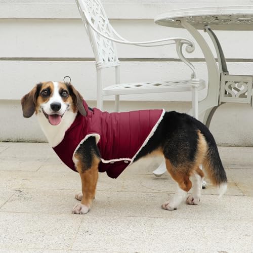 Fleece Dog Hoodie with Built-in Harness – Red XL