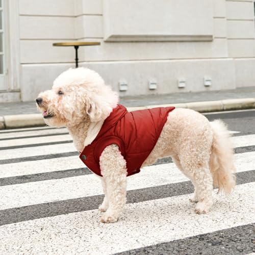 Fleece Dog Hoodie with Built-in Harness – Red XL