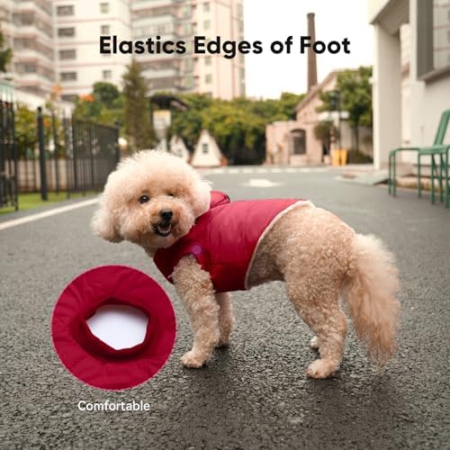 Fleece Dog Hoodie with Built-in Harness – Red XL