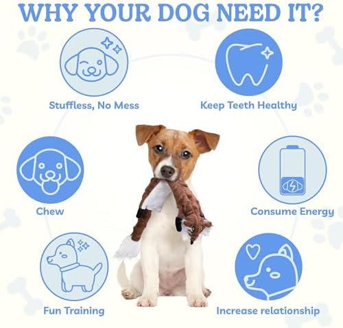 SHARLOVY Dog Squeaky Toys 5 Pack, Pet Crinkle Toy No Stuffing Animals Plush, Dog Chew for Large and Medium, Small Puppy Teething for Boredom