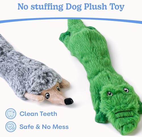 SHARLOVY Dog Squeaky Toys 5 Pack, Pet Crinkle Toy No Stuffing Animals Plush, Dog Chew for Large and Medium, Small Puppy Teething for Boredom