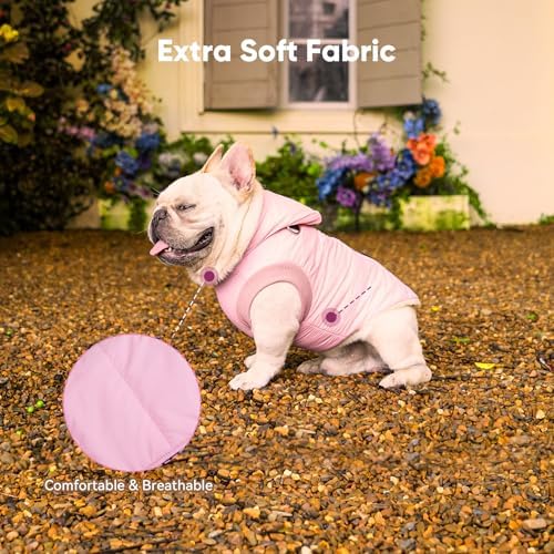 Fleece Dog Hoodie with Built-in Harness – Red XL