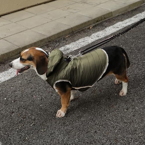 Fleece Dog Hoodie with Built-in Harness – Red XL