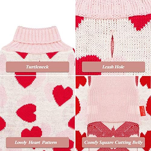 KYEESE Dog Christmas Sweater with Reindeer Pattern, Cozy Holiday Outfit, Red Buffalo Plaid Knitwear, Turtleneck Dog Sweater for Medium Dogs with Leash Hole, Soft Warm Pet Clothes, XX-Large