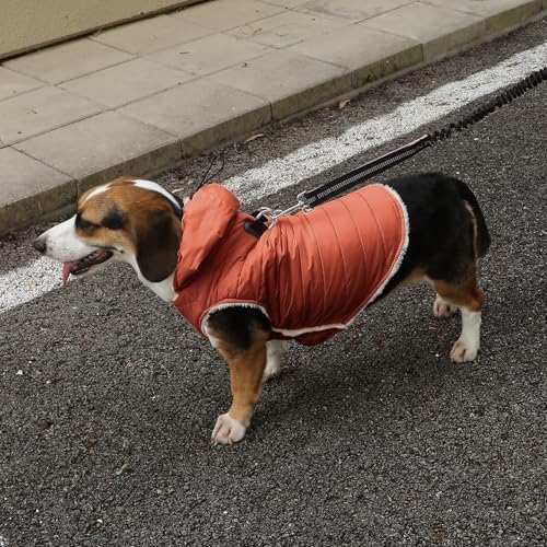 Fleece Dog Hoodie with Built-in Harness – Red XL