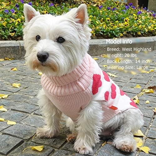 KYEESE Dog Christmas Sweater with Reindeer Pattern, Cozy Holiday Outfit, Red Buffalo Plaid Knitwear, Turtleneck Dog Sweater for Medium Dogs with Leash Hole, Soft Warm Pet Clothes, XX-Large