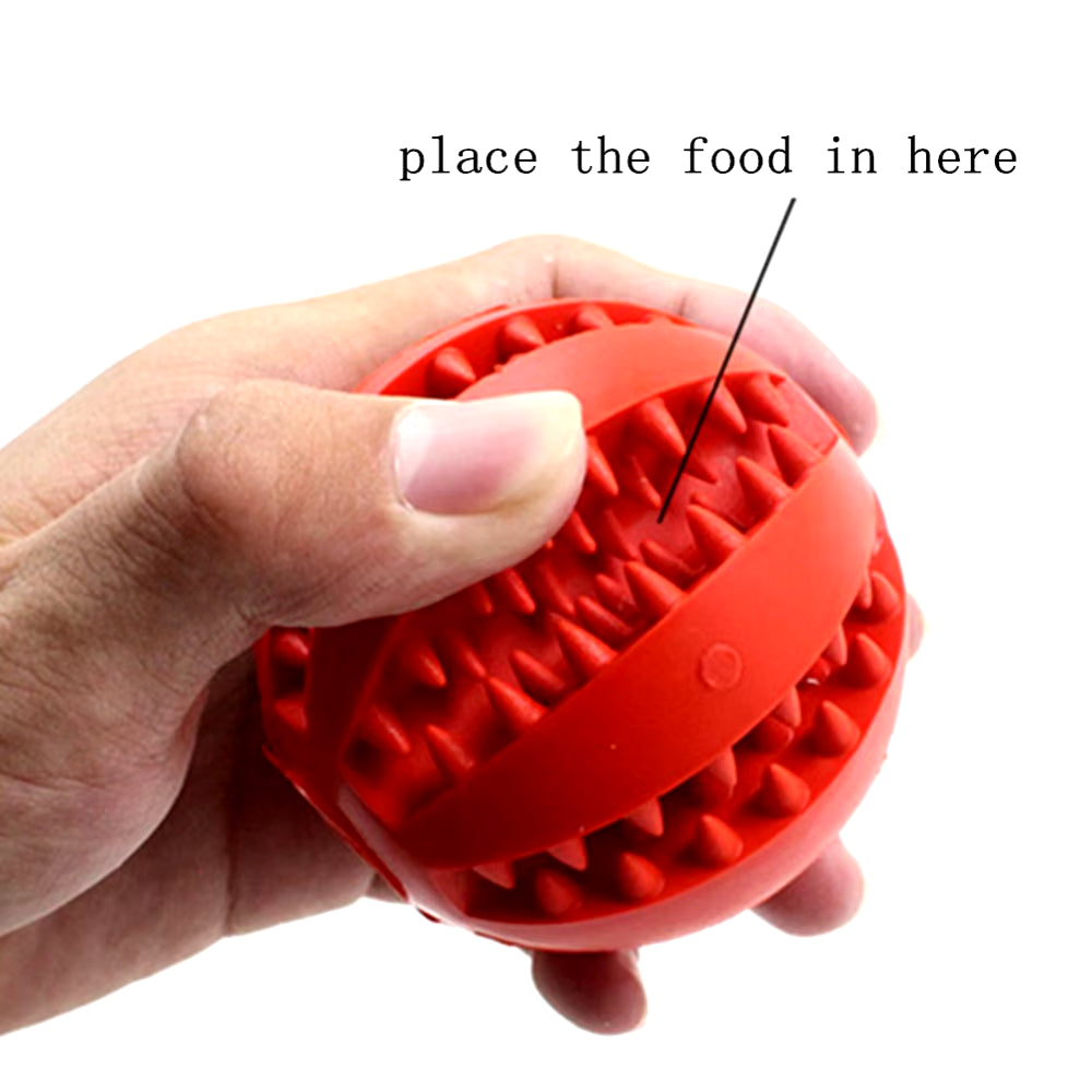 Dog Food and Treat Feeder/ Bite Resistant Rubber Toy Ball (Color & Size Options)