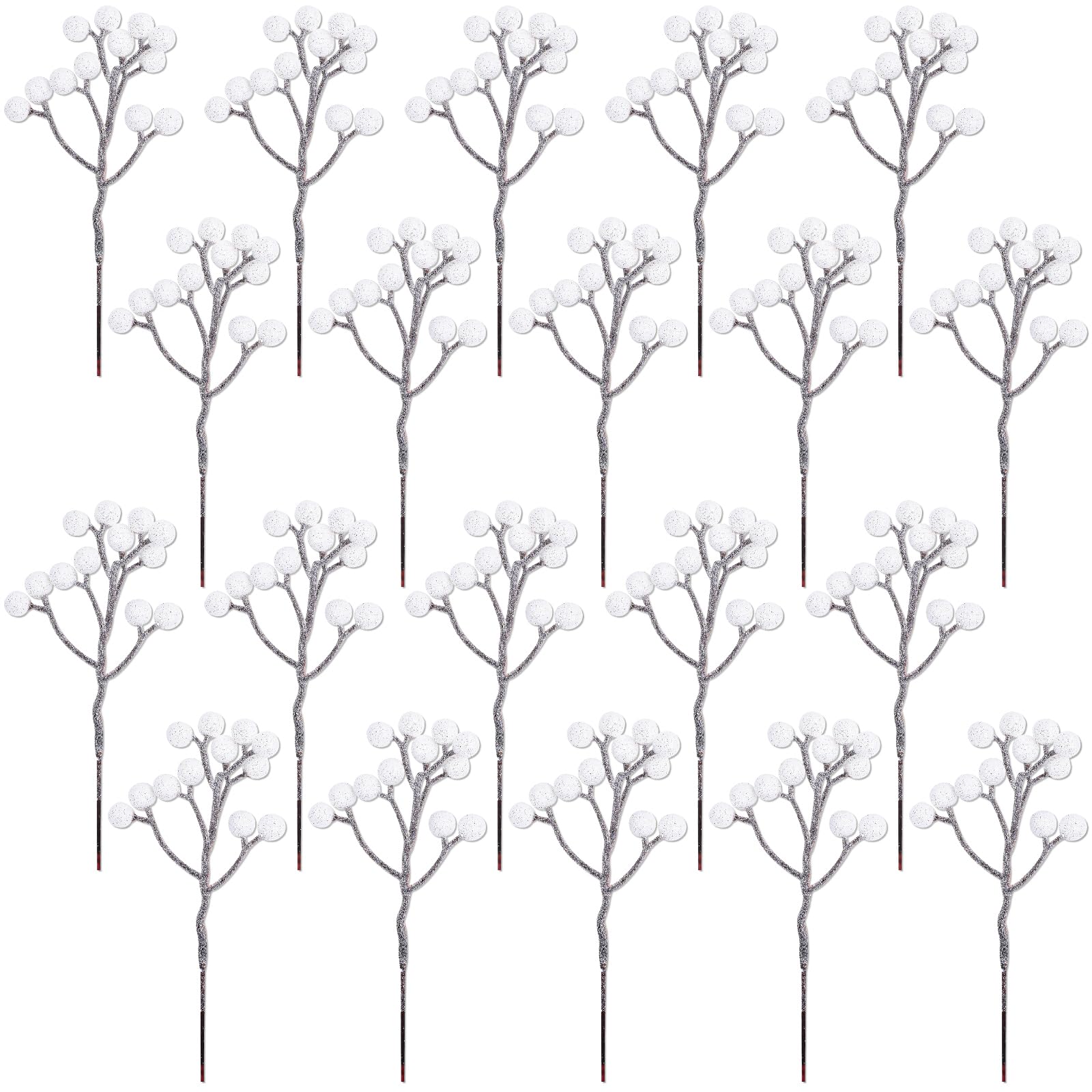 Fangoo 20 Pack 7 Inch Artificial Red Berry Picks for Christmas Tree