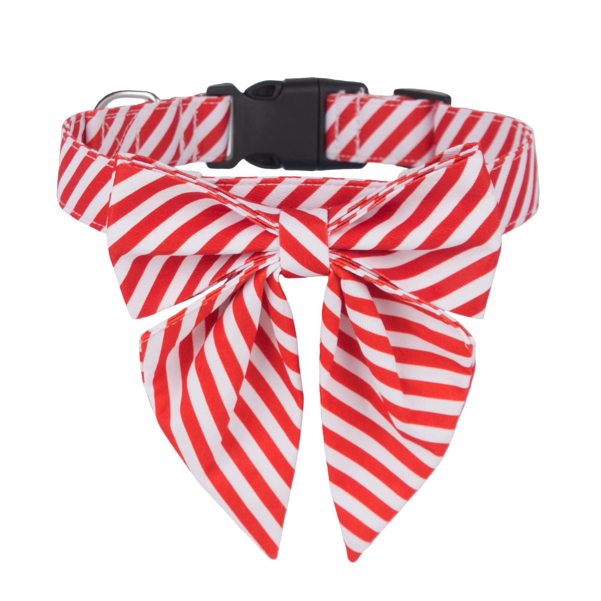 ADOGGYGO Christmas Dog Collar with Bow, Adjustable Cotton Red Plaid Bowtie Dog Christmas Collars for Large Dogs Pets (Large, Red & Black)