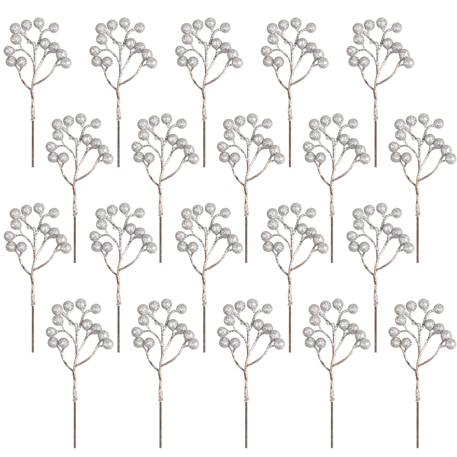 Fangoo 20 Pack 7 Inch Artificial Red Berry Picks for Christmas Tree