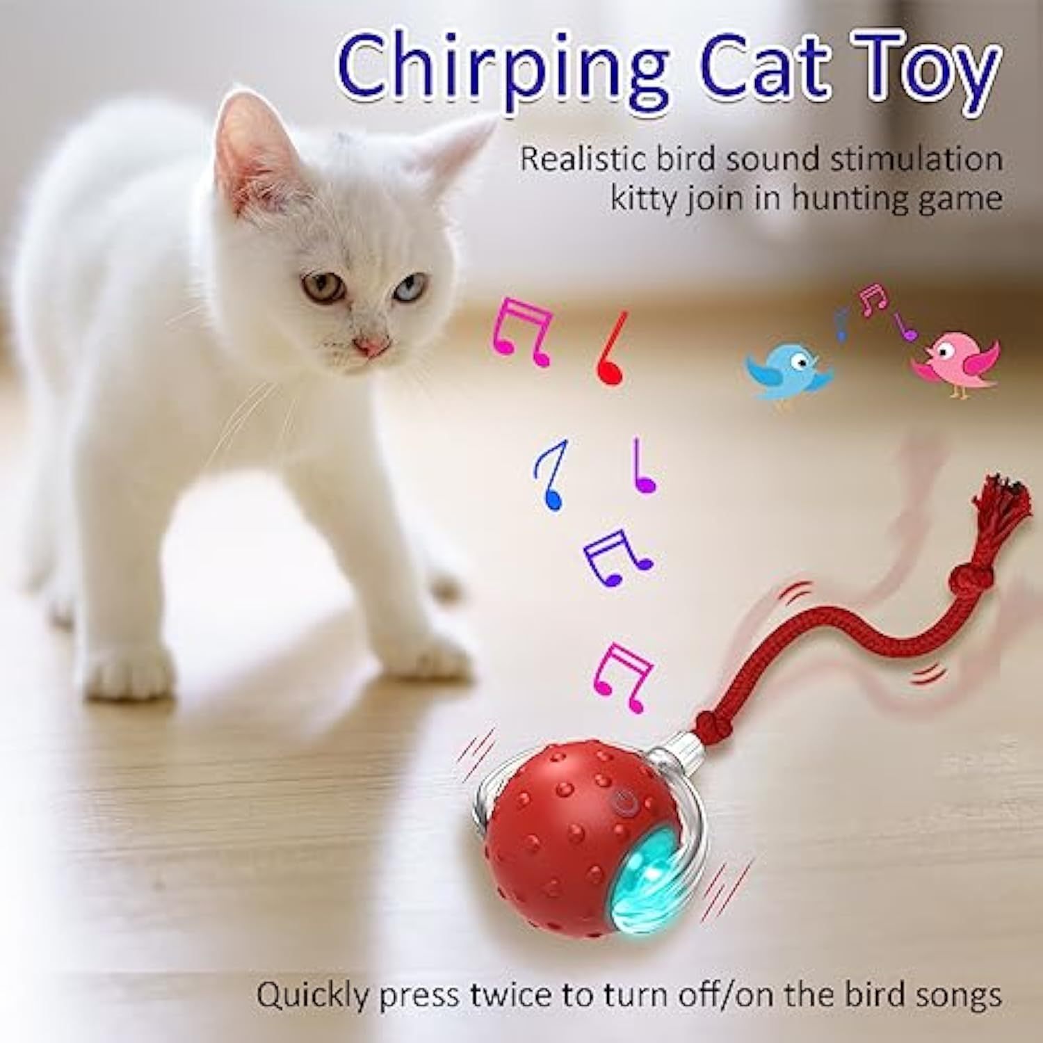 Interactive Motion Activated Chirping Cat Toy – Red