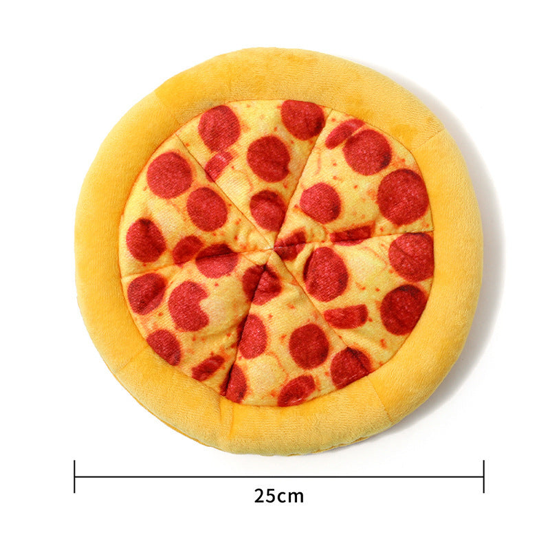 Teddy Pizza Squeaky Durable Dog Chew Toy